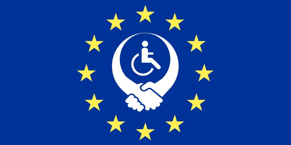 Ce logo représente l'inclusion et les droits des personnes en situation de handicap au sein de l'Union européenne.
