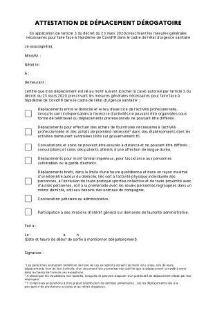 Attestation employeur
